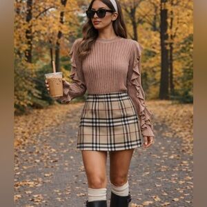 NWT Joie top beza ruffle long sleeve shimmer ribbed